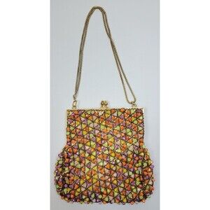 Vintage Walborg Beaded Purse Bag Purple Green Gold‎ Mardi Gras Hong Kong